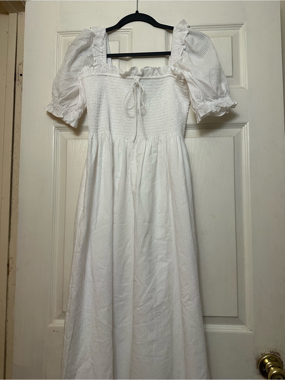 Hill House White Smocked Square-Neck Maxi Dress with Puff Sleeves - Picture 4 of 7
